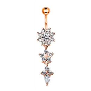 14K Rose Gold Plated Diamond Belly Button